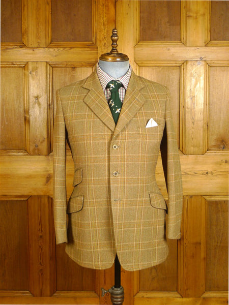 25/0274a immaculate vintage british brown wp check cavalry twill hacking jacket 38 regular