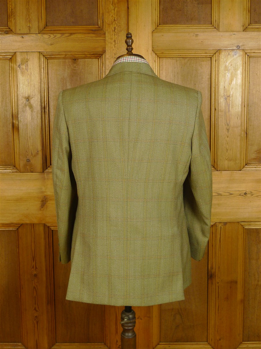 25/0325 near immaculate gieves & hawkes savile row green wp check worsted wool suit 44 short to regular