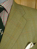 25/0325 near immaculate gieves & hawkes savile row green wp check worsted wool suit 44 short to regular