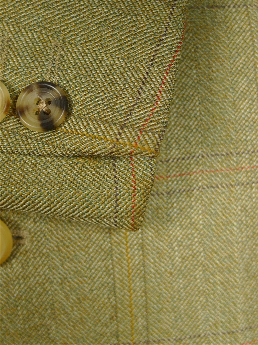 25/0325 near immaculate gieves & hawkes savile row green wp check worsted wool suit 44 short to regular