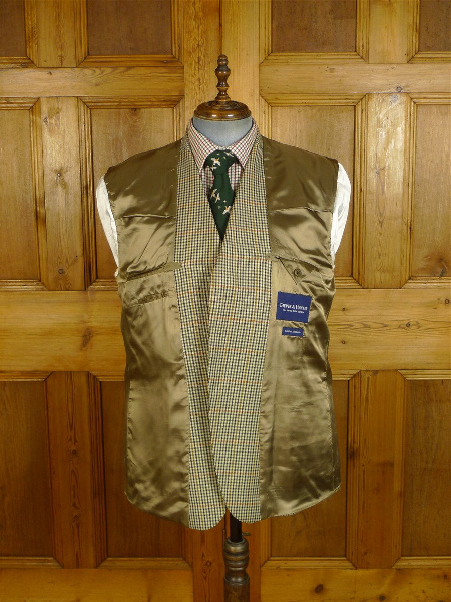25/0326 immaculate gieves & hawkes savile row gun check worsted wool suit 44 short