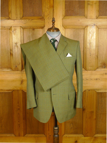 25/0327 immaculate vintage british green check worsted thorn twist town & country suit 44 short