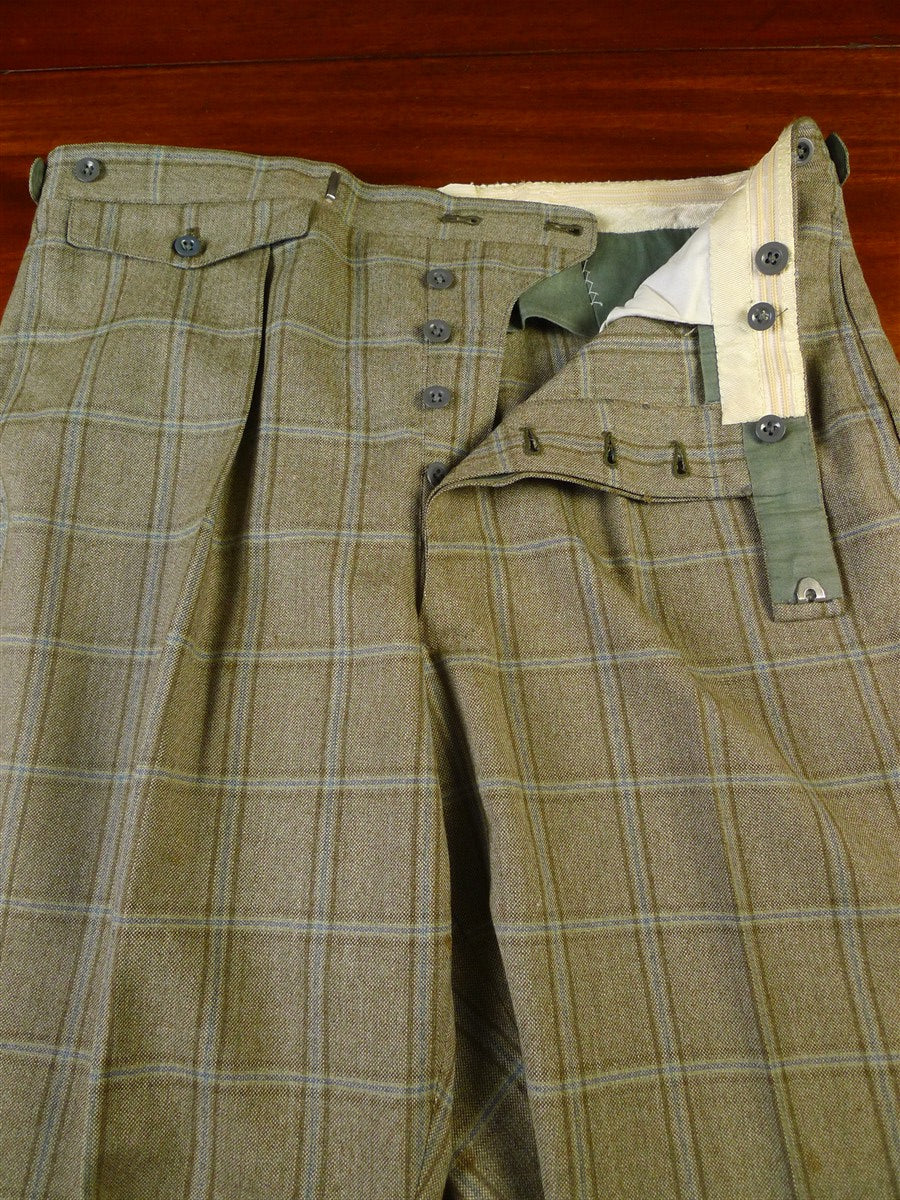 25/0328 wonderful vintage british bespoke green check worsted thorn twist town & country suit 43 short