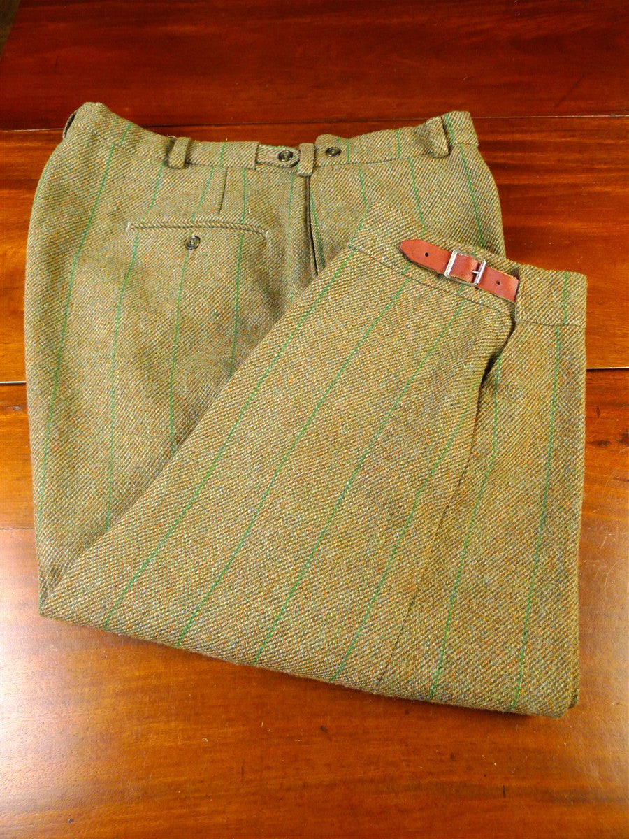 25/0336 vintage haggart of aberfeldy green wp check heavyweight tweed shooting breeks 40