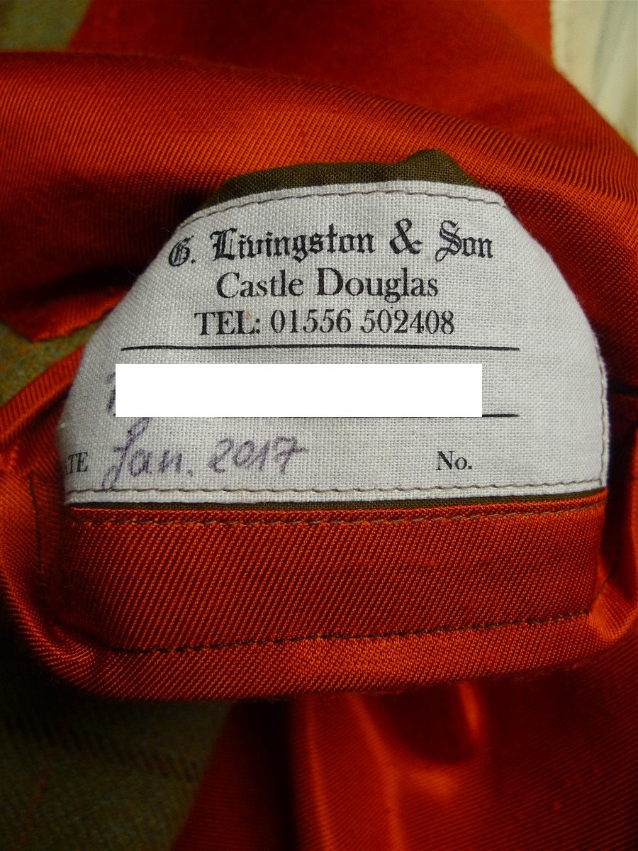 25/0316 exceptional heavyweight bespoke scottish tweed green wp check jacket w/ beautiful detailing 50 long