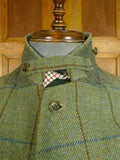 25/0315 vintage haggart of aberfeldy heavyweight green wp check tweed jacket w/ ghillie collar 48 long