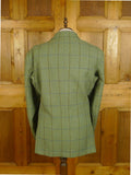 25/0315 vintage haggart of aberfeldy heavyweight green wp check tweed jacket w/ ghillie collar 48 long