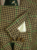 25/0317 beautiful bespoke scottish tweed brown /  green gun check jacket w/ beautiful detailing 50 long