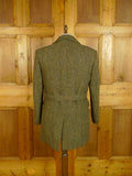 25/0318 immaculate vintage brown herringbone harris tweed field coat shooting jacket 42 regular to long