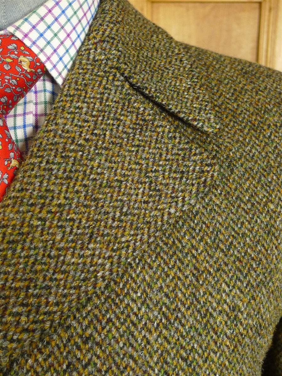 25/0318 immaculate vintage brown herringbone harris tweed field coat shooting jacket 42 regular to long