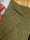 25/0318 immaculate vintage brown herringbone harris tweed field coat shooting jacket 42 regular to long