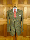 25/0319 immaculate cordings picaddilly green check tweed sports jacket w/ burgundy linings 50 long