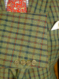 25/0319 immaculate cordings picaddilly green check tweed sports jacket w/ burgundy linings 50 long