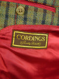 25/0319 immaculate cordings picaddilly green check tweed sports jacket w/ burgundy linings 50 long