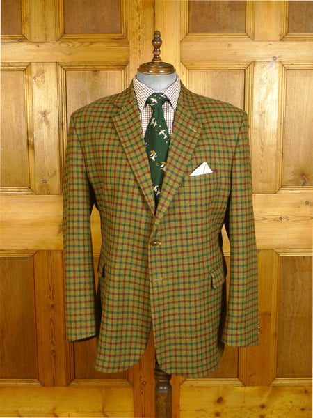 25/0312 vintage british green check tweed sports jacket blazer 50 long