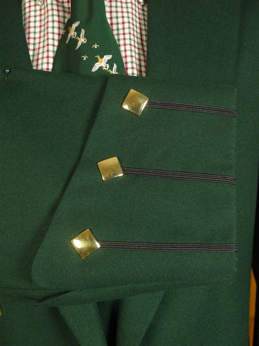 25/0331 stewart christie edinburgh bespoke heavyweight green barathea wool prince charlie kilt jacket & waistcoat 48 long