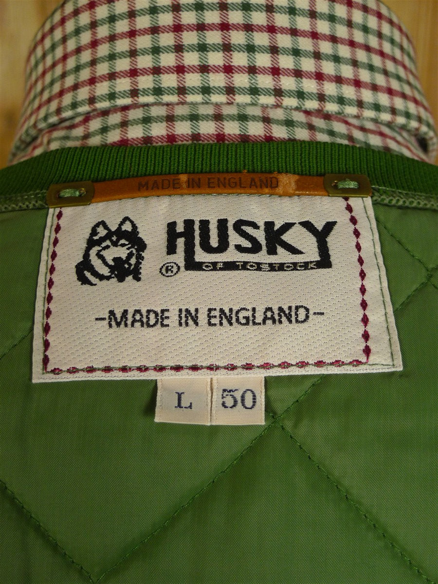 25/0338 immaculate husky green quilted shooting vest gilet 50 long