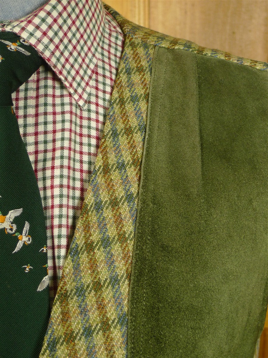 25/0329 immaculate stewart christie edinburgh heavyweight bespoke green gun check 3-piece tweed shooting suit jacket / gilet trouser 50 long