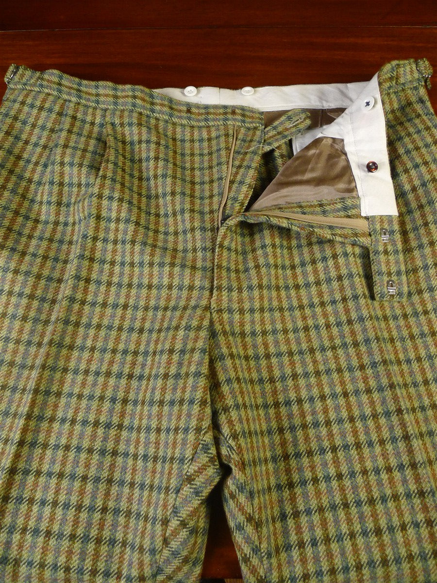 25/0329 immaculate stewart christie edinburgh heavyweight bespoke green gun check 3-piece tweed shooting suit jacket / gilet trouser 50 long
