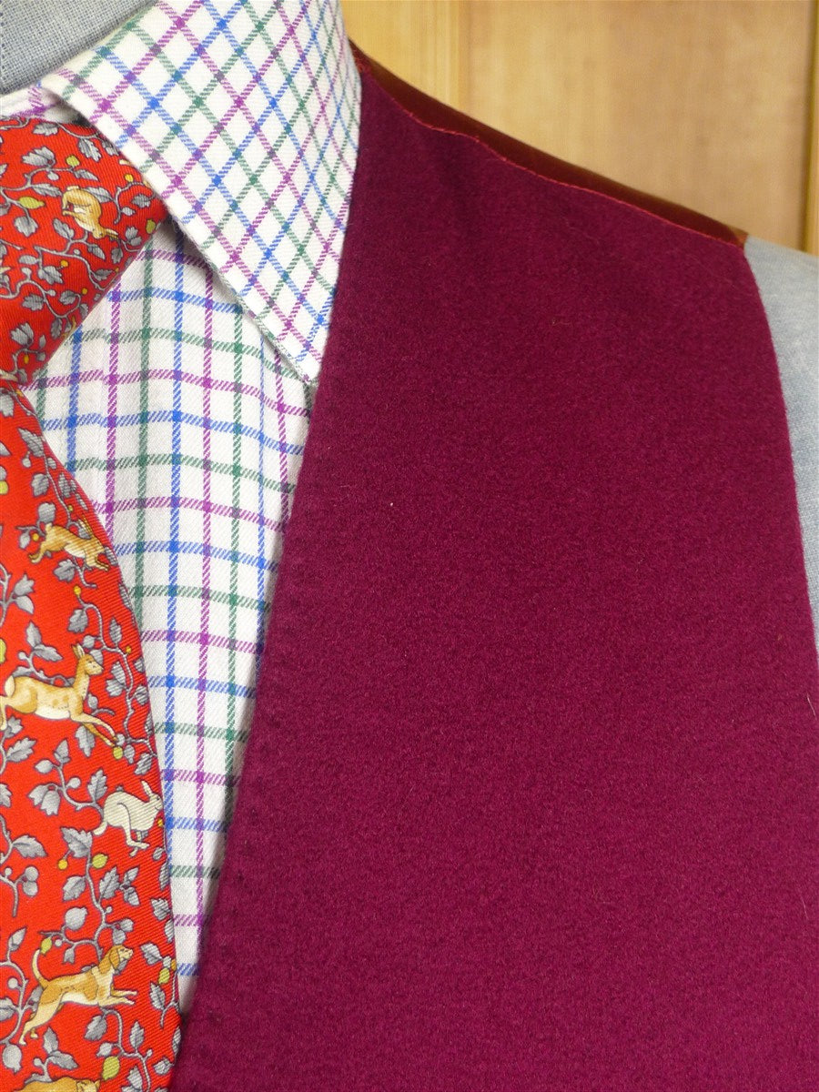 25/0340 immaculate quality british burgundy red doeskin wool country waistcoat 44 regular