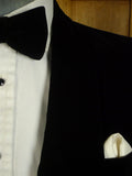 25/0321 immaculate vintage british black shawl lapel cotton velvet evening / dinner / smoking jacket 42 regular
