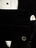 25/0321 immaculate vintage british black shawl lapel cotton velvet evening / dinner / smoking jacket 42 regular
