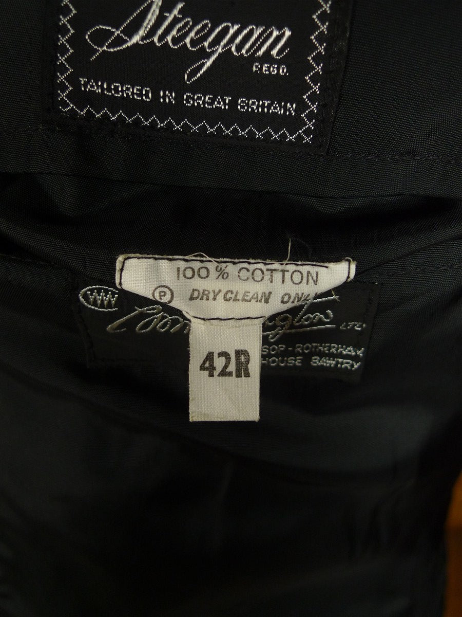 25/0321 immaculate vintage british black shawl lapel cotton velvet evening / dinner / smoking jacket 42 regular