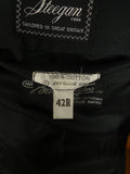 25/0321 immaculate vintage british black shawl lapel cotton velvet evening / dinner / smoking jacket 42 regular