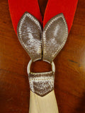 25/0342 vintage albert thurston london red boxcloth braces w/ white leather ends multifit