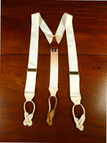 25/0343 vintage albert thurston london white woven evening dress braces w/ white leather ends multifit