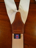 25/0343 vintage albert thurston london white woven evening dress braces w/ white leather ends multifit
