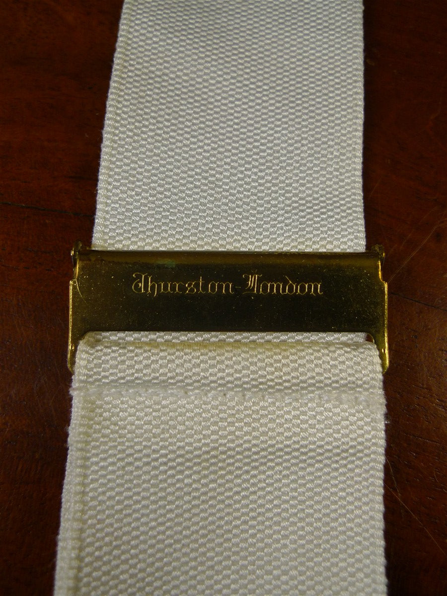 25/0343 vintage albert thurston london white woven evening dress braces w/ white leather ends multifit