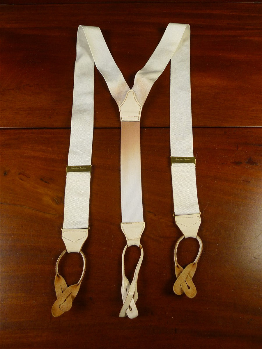 25/0343 vintage albert thurston london white woven evening dress braces w/ white leather ends multifit