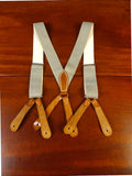 25/0368 quality dove grey woven elastic cotton braces w/ tan brown leather ends multi-fit