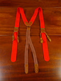 25/0341 immaculate albert thurston london red boxcloth braces w/ brown leather ends multifit