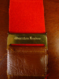 25/0341 immaculate albert thurston london red boxcloth braces w/ brown leather ends multifit