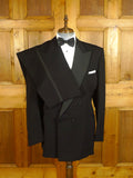 25/0323 superb stewart christie edinburgh bespoke heavyweight black barathea wool d/b black-tie dinner suit 49 long