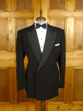 25/0323 superb stewart christie edinburgh bespoke heavyweight black barathea wool d/b black-tie dinner suit 49 long