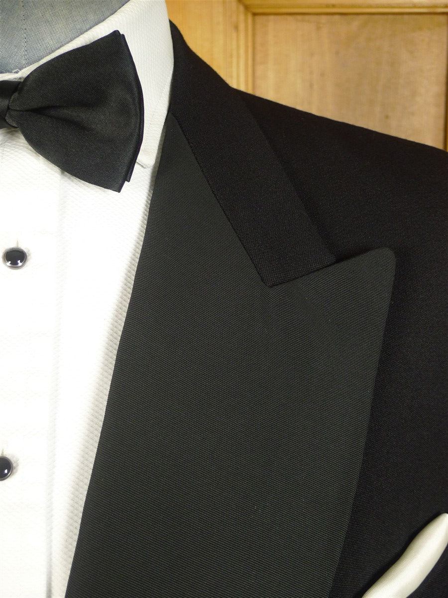 25/0323 superb stewart christie edinburgh bespoke heavyweight black barathea wool d/b black-tie dinner suit 49 long