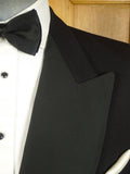 25/0323 superb stewart christie edinburgh bespoke heavyweight black barathea wool d/b black-tie dinner suit 49 long