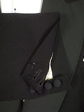 25/0323 superb stewart christie edinburgh bespoke heavyweight black barathea wool d/b black-tie dinner suit 49 long