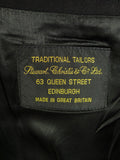 25/0323 superb stewart christie edinburgh bespoke heavyweight black barathea wool d/b black-tie dinner suit 49 long