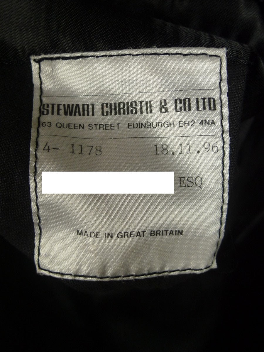 25/0323 superb stewart christie edinburgh bespoke heavyweight black barathea wool d/b black-tie dinner suit 49 long