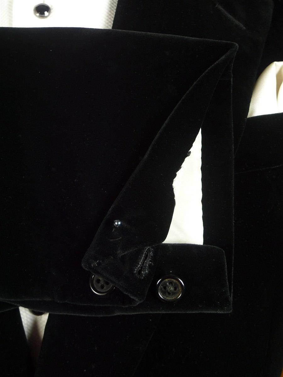 25/0320 stunning pure silk velvet henry poole savile row 1974 vintage bespoke 1-button evening / dinner / smoking jacket 42 regular