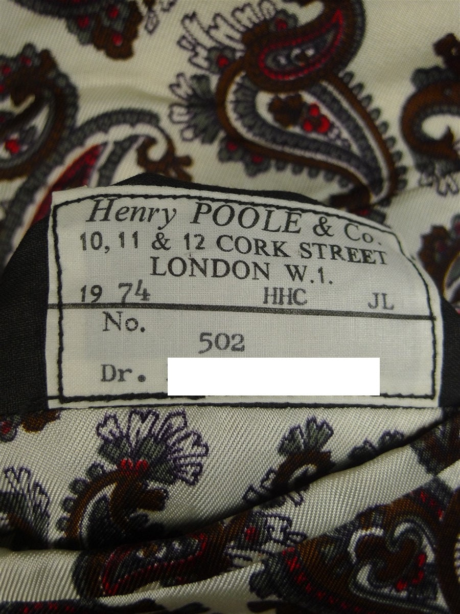 25/0320 stunning pure silk velvet henry poole savile row 1974 vintage bespoke 1-button evening / dinner / smoking jacket 42 regular