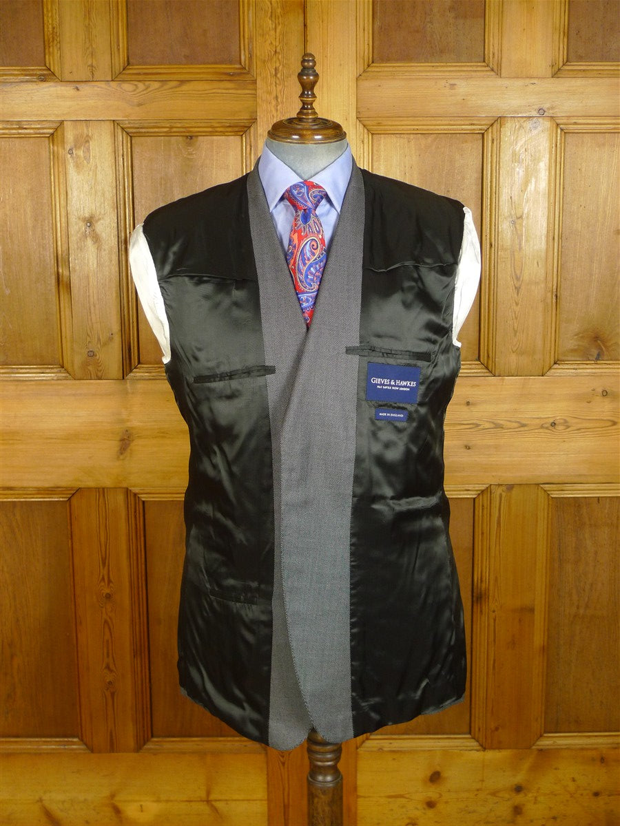 25/0344 immaculate gieves & hawkes savile row grey birds-eye weave wool suit 45 regular