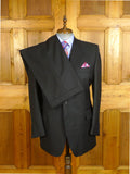25/0346 near immaculate gieves & hawkes savile row black wool 3-piece suit w/ burgundy linings 45 regular