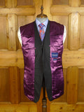 25/0346 near immaculate gieves & hawkes savile row black wool 3-piece suit w/ burgundy linings 45 regular