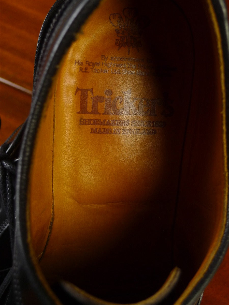 25/0366 trickers dunlop black double-welt plain toe oxford shoe uk 8.5