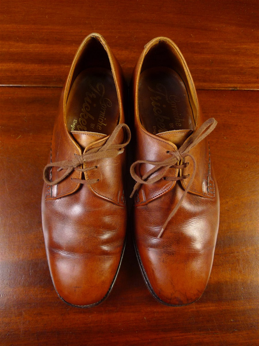 25/0365 wonderful vintage trickers england tan brown leather derby shoe uk 8